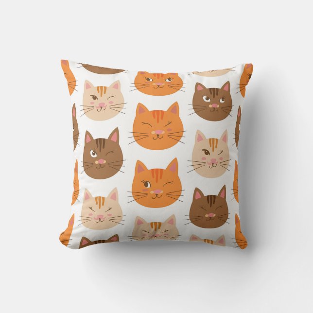 Cute Cat Facs Pattern Kussen (Voorkant)