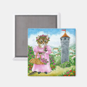 Cute Cat Fairy Tale Castle Aimant Rose (Recto/Verso)