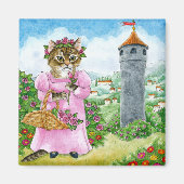 Cute Cat Fairy Tale Castle Aimant Rose (Devant)