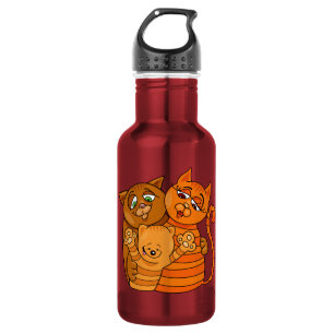 Cute Cat Famille nom personnalisé bouteilles d'eau