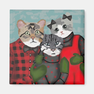 Cute Cat Family Kerstmis Magnet Magneet