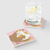 Cute Cat Family Stone Onderzetter (Zijkant)