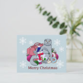 Cute cat feliciteert Merry Kerstmis en New Yea Feestdagenkaart (Staand voorkant)