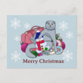 Cute cat feliciteert Merry Kerstmis en New Yea Feestdagenkaart (Voorkant)
