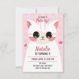 Cute cat first birthday aankondiging