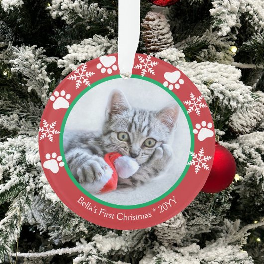 Cute Cat First Christmas Snowflakes Empreintes de