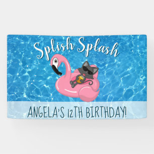 Cute Cat Flamingo Kids Birthday Pool Party Spandoek