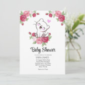 Cute Cat Floral Baby Shower Invitation (Debout devant)