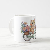 Cute Cat Floral Bike Mug – Aesthetic Gift (Devant gauche)