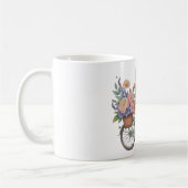 Cute Cat Floral Bike Mug – Aesthetic Gift (Gauche)