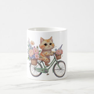 Cute Cat Floral Bike Mug – Aesthetic Gift Koffiemok