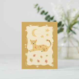 Cute Cat Folk Art  - Artist Postcard Briefkaart
