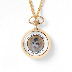 Cute Cat Foto Name Paw Prints Personeelsklaar Horloge