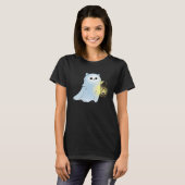 Cute Cat Ghost With Lantern Spook Phantom Hallowee T-shirt (Voorkant volledig)