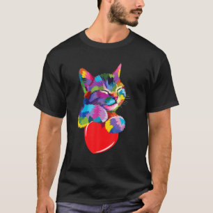 Cute Cat Gift for Kitten Lovers Colorful Art Kat T-shirt