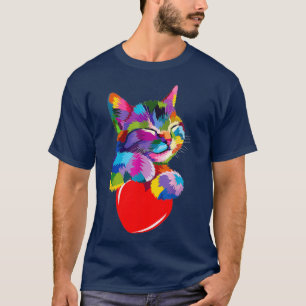 Cute Cat Gift for kitten lovers Colorful Art T-shirt