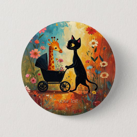 Cute Cat Giraffe Button (Voorkant)