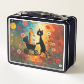 Cute Cat Giraffe Metal Lunch Box (Dos)