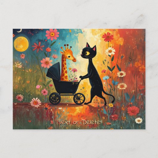 Cute Cat Giraffe Postcard Briefkaart (Voorkant)