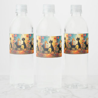 Cute Cat Giraffe Water Bottle Label Waterfles Etiket