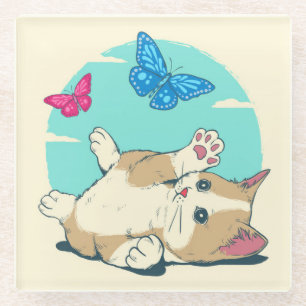 Cute Cat Glass Onderzetter Glazen Onderzetter