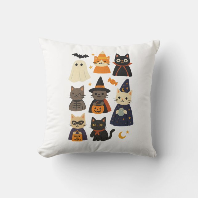 Cute Cat Halloween Gift Pillow Kussen (Voorkant)