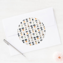 Cute Cat Halloween Ronde Sticker