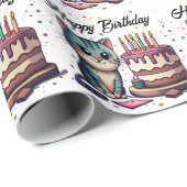 Cute Cat Happy Birthday Cadeaupapier (Rol Hoek)