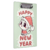 cute cat  happy new year clipboard klembord (Rechts)