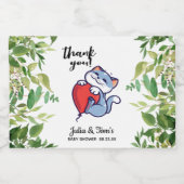 Cute Cat Hartelijk dank Baby shower Liquor Fleslab Likeurfles Etiket (Enkel label)