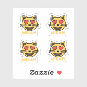 Cute Cat Heart Emoji Sticker met aangepaste naam