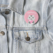 Cute Cat Holding roze hart Aangepaste Kinderen Ronde Button 5,7 Cm (In situ)