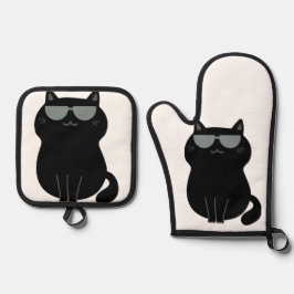 Cute Cat - I run this house now!  Ovenwant & Pannenlap Set