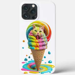 Cute Cat Ice Cream Cone kleurful iPhone 13 Pro Max Hoesje