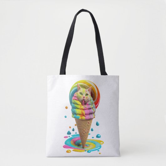Cute Cat Ice Cream Cone kleurful Draagtas (Voorkant)