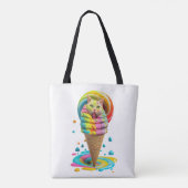 Cute Cat Ice Cream Cone kleurful Draagtas (Achterkant)