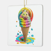 Cute Cat Ice Cream Cone kleurful Keramisch Ornament (Links)