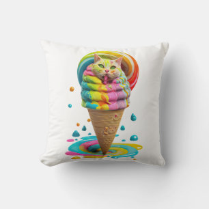 Cute Cat Ice Cream Cone kleurful Kussen