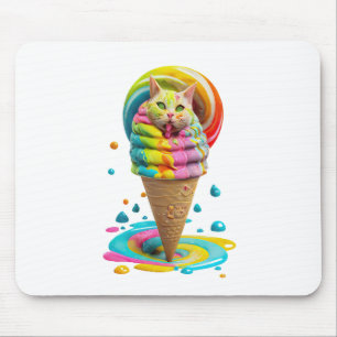 Cute Cat Ice Cream Cone kleurful Muismat