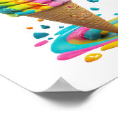 Cute Cat Ice Cream Cone kleurful Poster (Hoek)