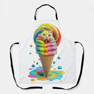 Cute Cat Ice Cream Cone kleurful Schort