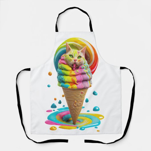 Cute Cat Ice Cream Cone kleurful Schort (Voorkant)