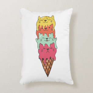 Cute Cat Ice Cream   Kawaii Kittens Accent Kussen