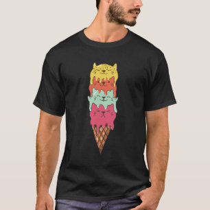 Cute Cat Ice Cream Kawaii Kittens T-shirt
