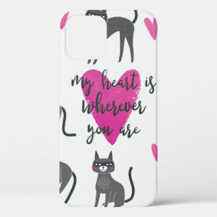 Cute cat-illustratie. liefdesbrieven iPhone 12 hoesje