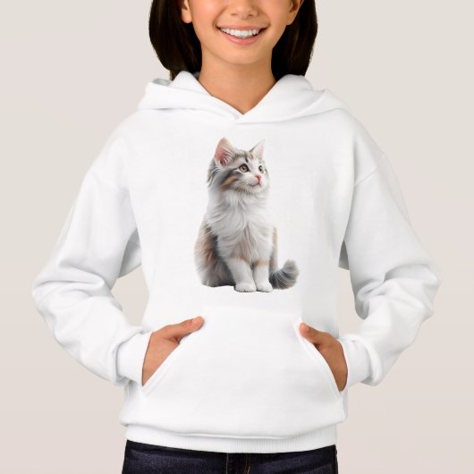 Cute Cat Illustration Girls' Turtle Neck Sweater  (Devant)