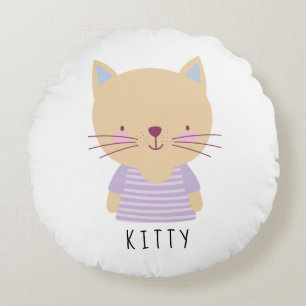 Cute Cat Illustration -  ronde Pillow Rond Kussen