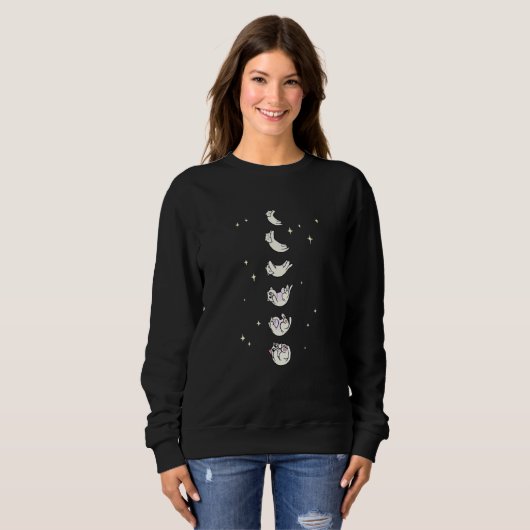 Cute Cat In Celestial Lunar Moon Phase  Cat Trui (Voorkant volledig)