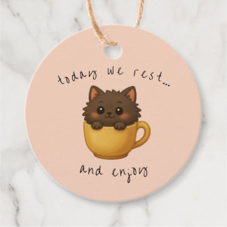 Cute Cat in Cup Gift Tags | Favor Box Tags Bedankjes Labels