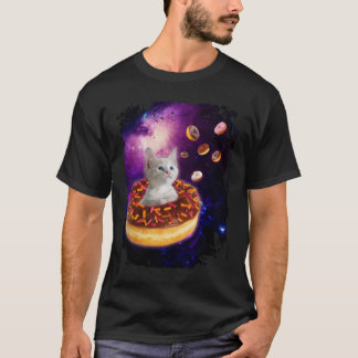 Cute Cat in Donut in Space T-shirt
